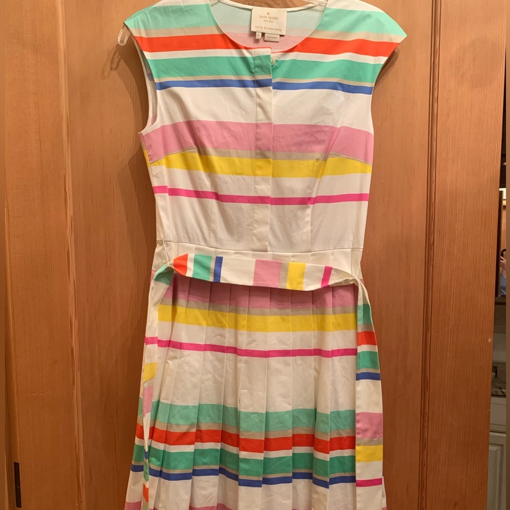 Kate Spade Rainbow Stripe Cotton Midi Dress
